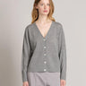 MAX MARA MM-Cardigan in Lana con Scollo a V Grigio Melange-TRYME Shop