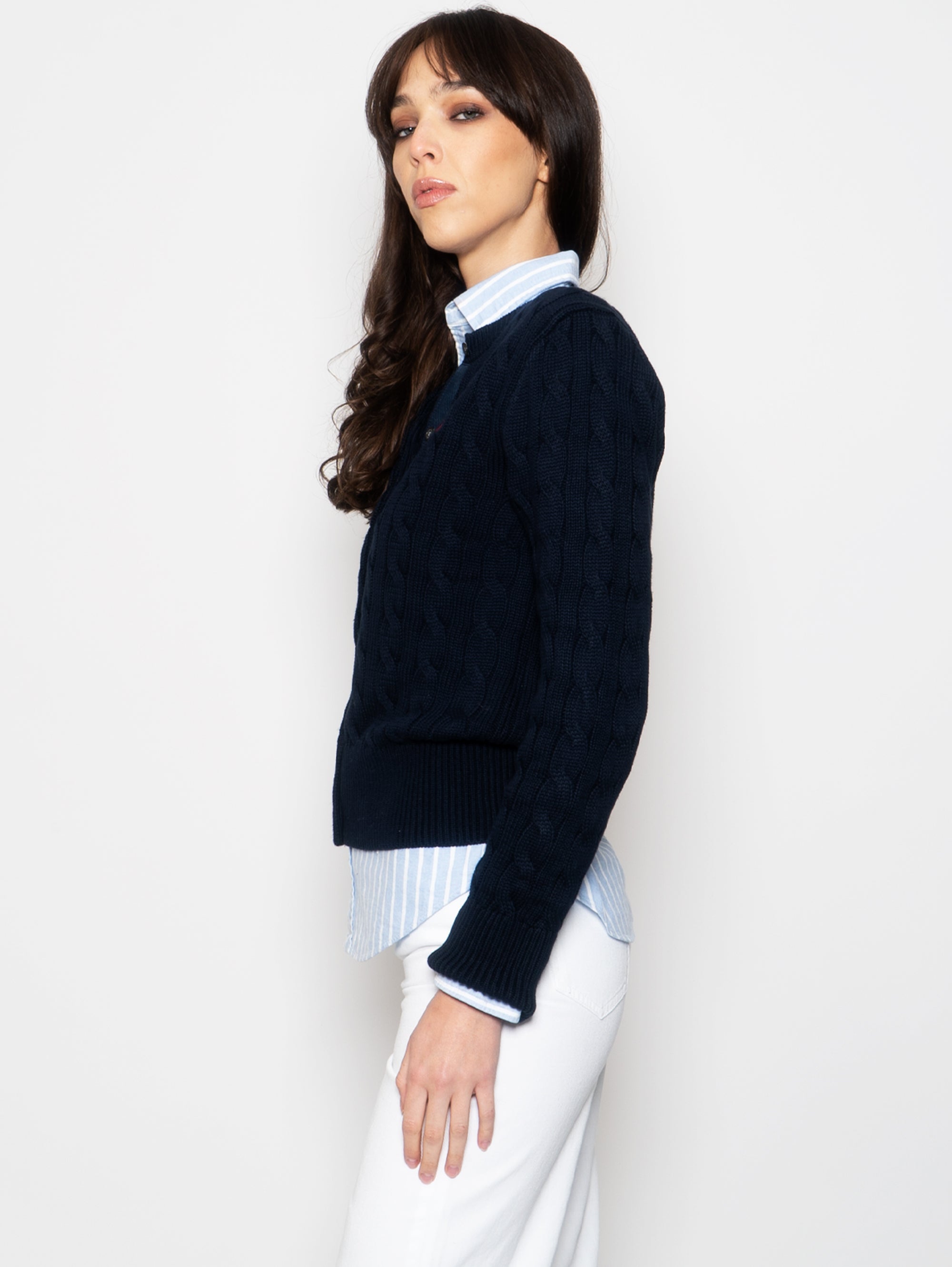 Navy Blue Cable Cardigan