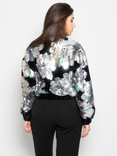 Bomber en velours avec paillettes noir