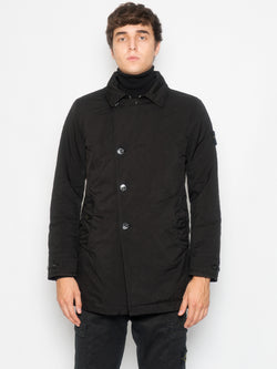 STONE ISLAND-Cappotto con Chiusura Diagonale Imbottito Nero-TRYME Shop