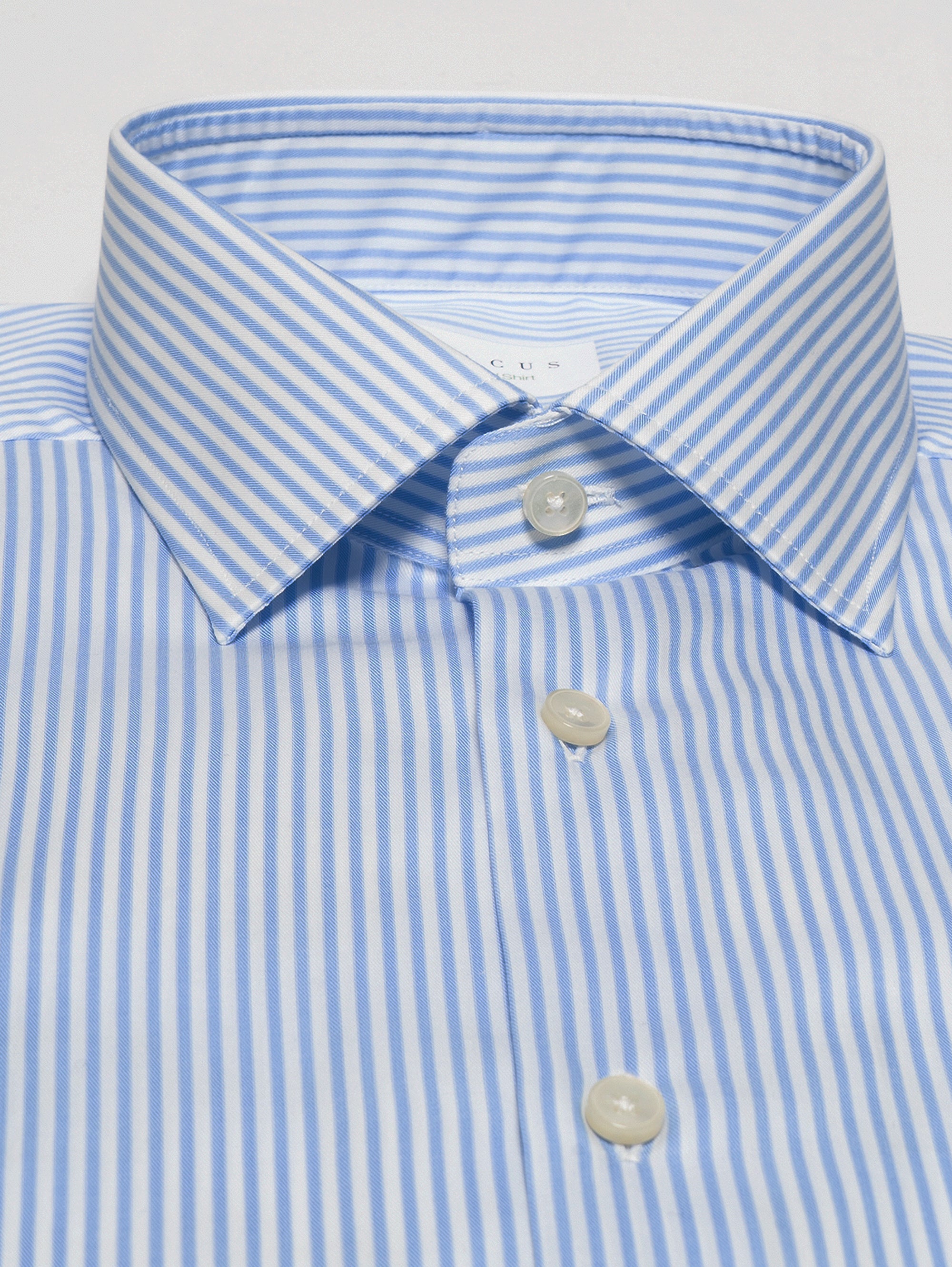 White/Light Blue Striped No-Iron Cotton Shirt