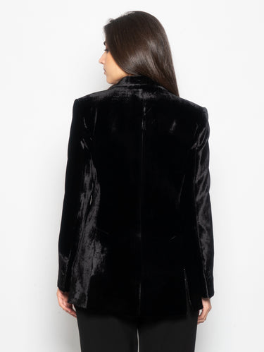 Doppelreihige Samtjacke Schwarz
