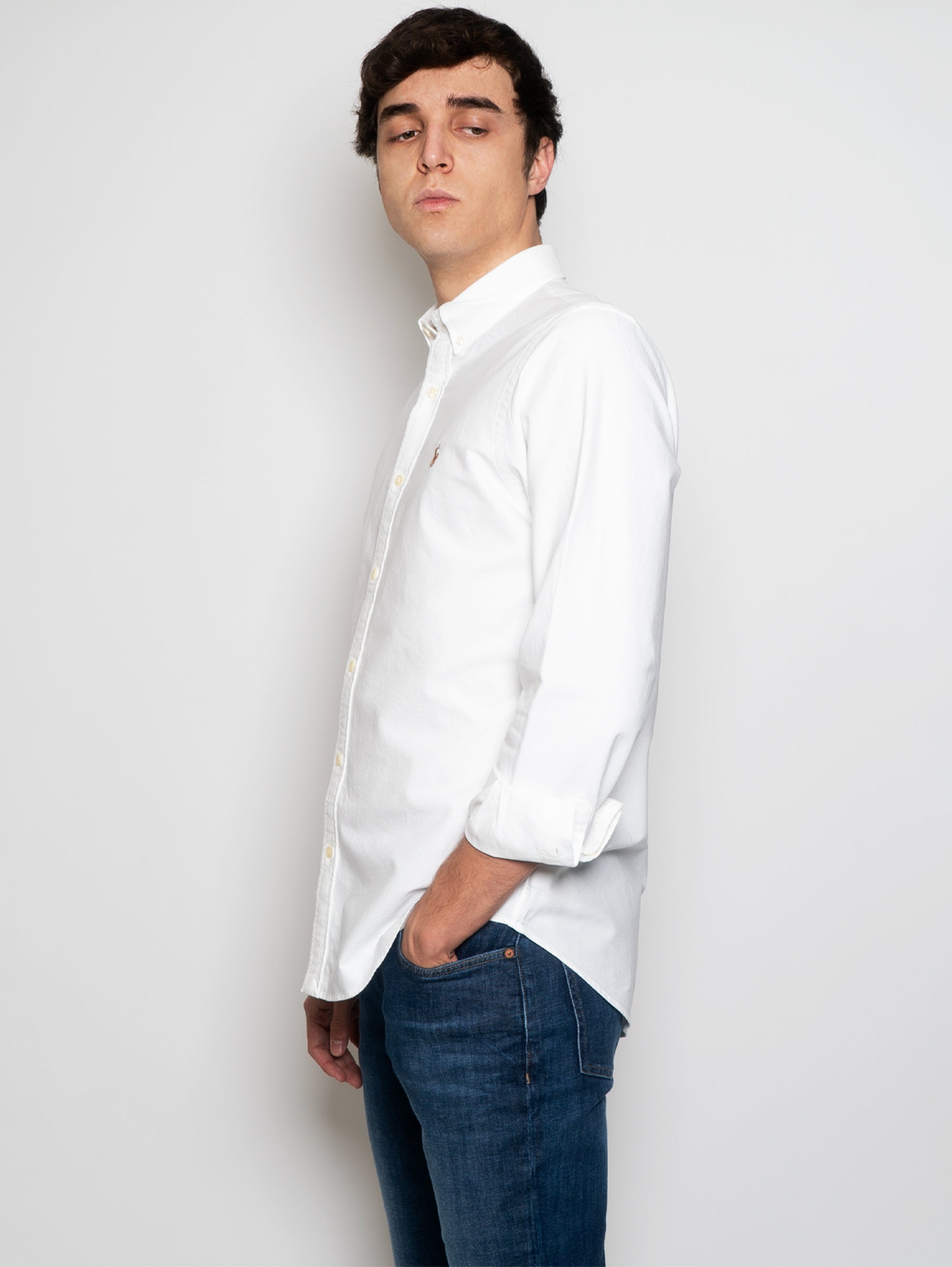 White Slim Fit Oxford Shirt