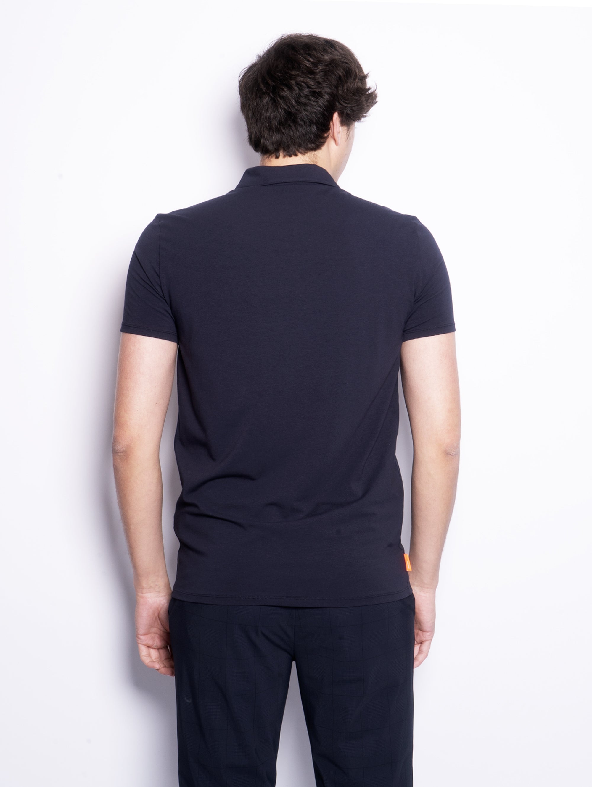 Polo shirt in midnight blue technical fabric