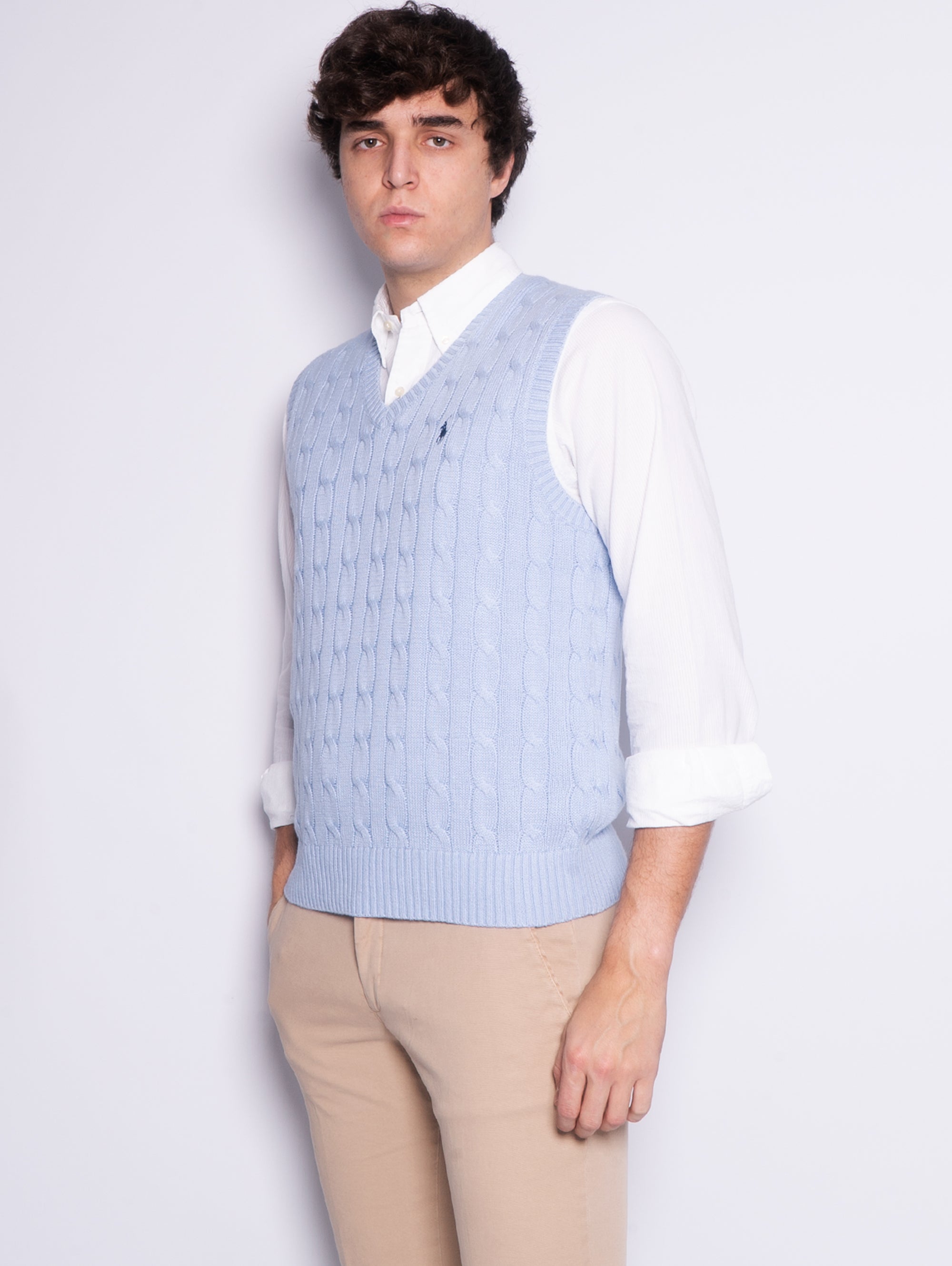 Light Blue Cable Knit Vest