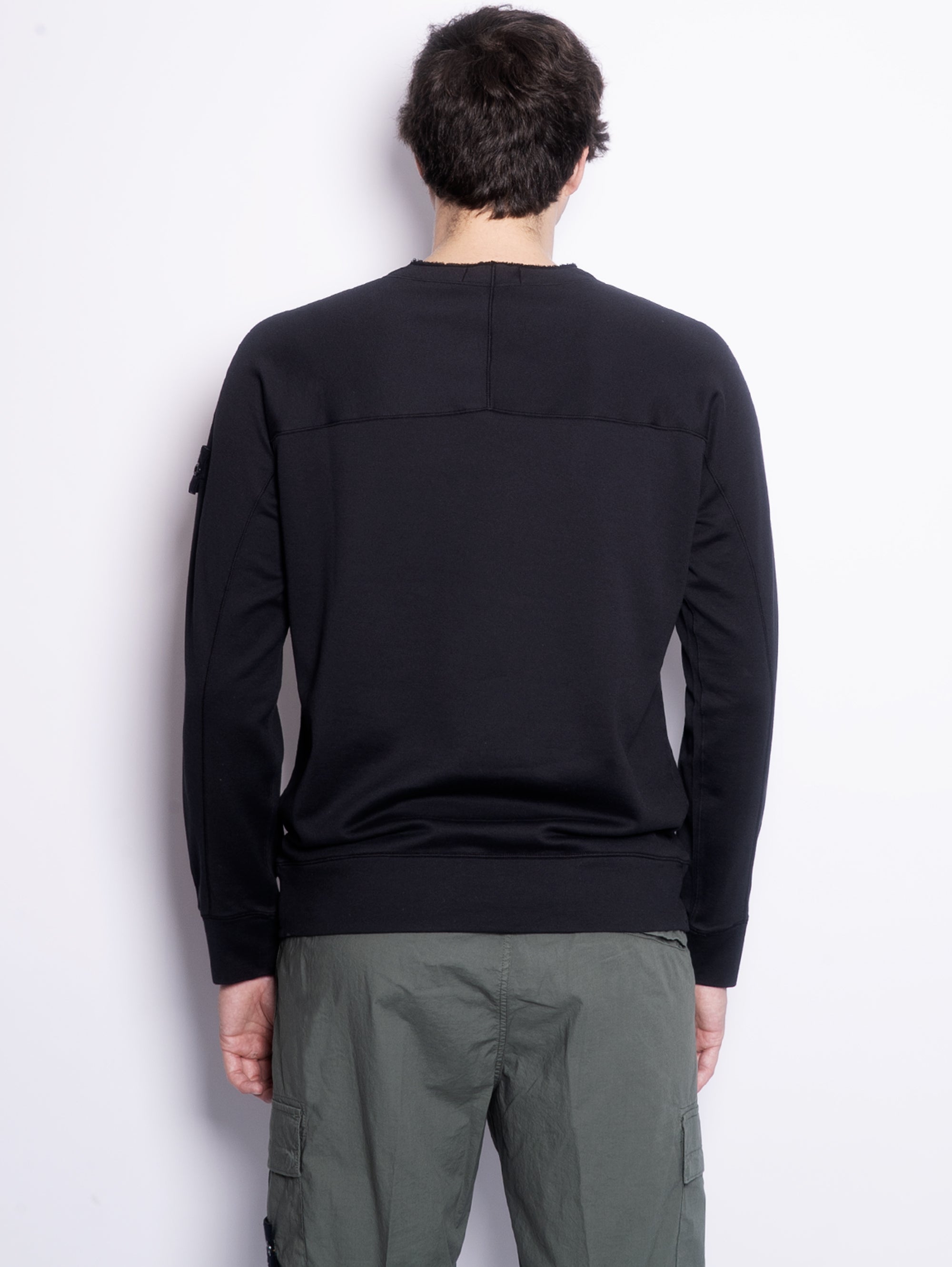 Ghost-Sweatshirt mit Rundhalsausschnitt, stückgefärbt in Schwarz