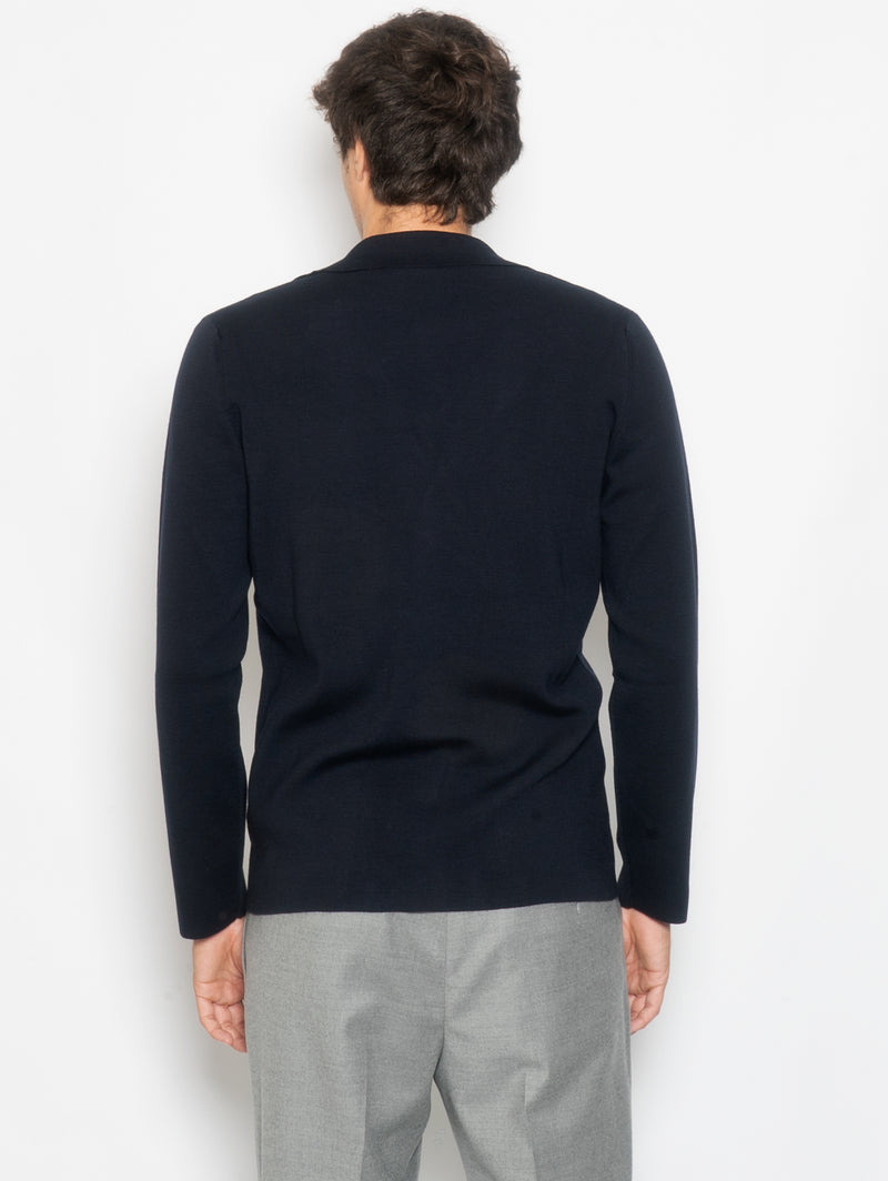 Giacca in Maglia di Lana Extrafine Blu Notte