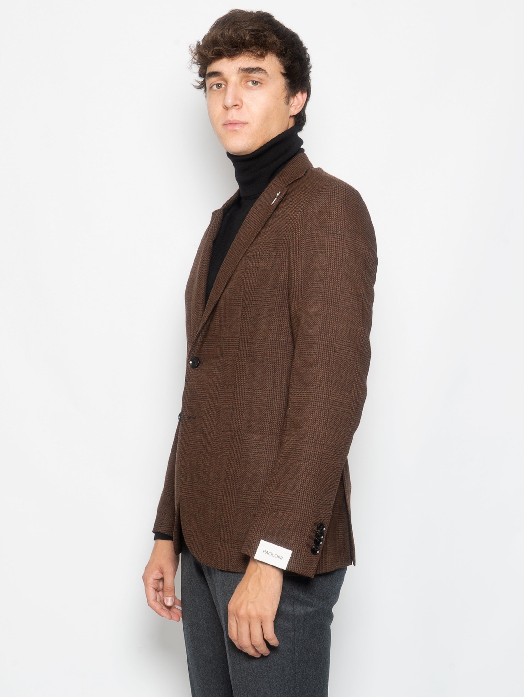 Prince of Wales Jacket in Brown Wool