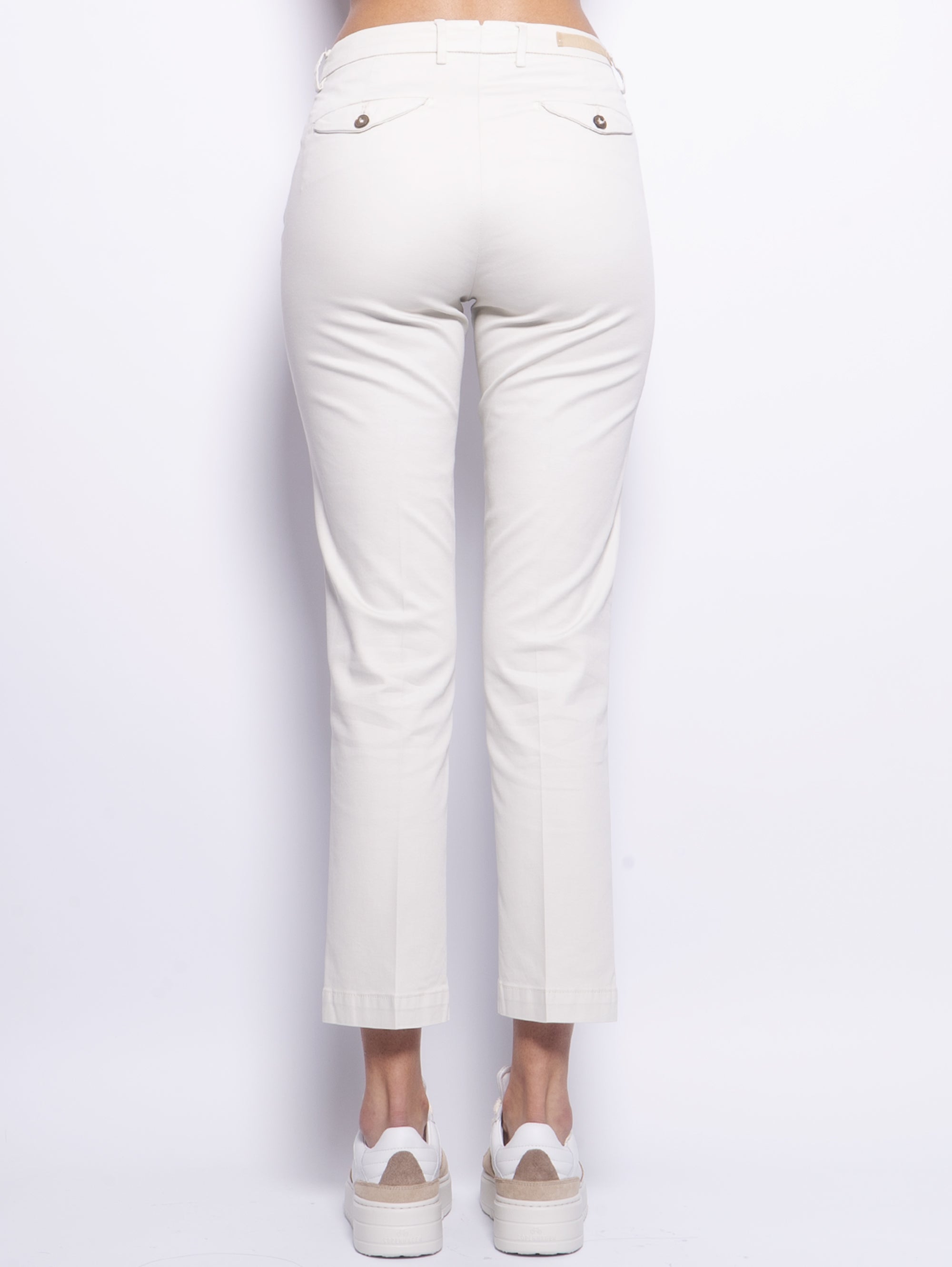 Trousers in Beige Lyocell and Cotton Cavalry