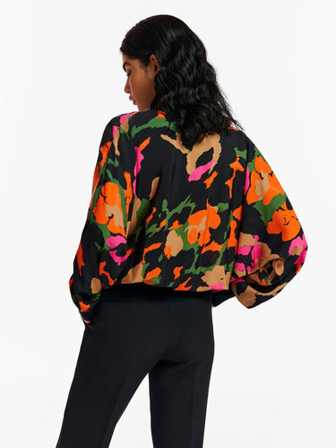 Black Blouse with Abstract Print