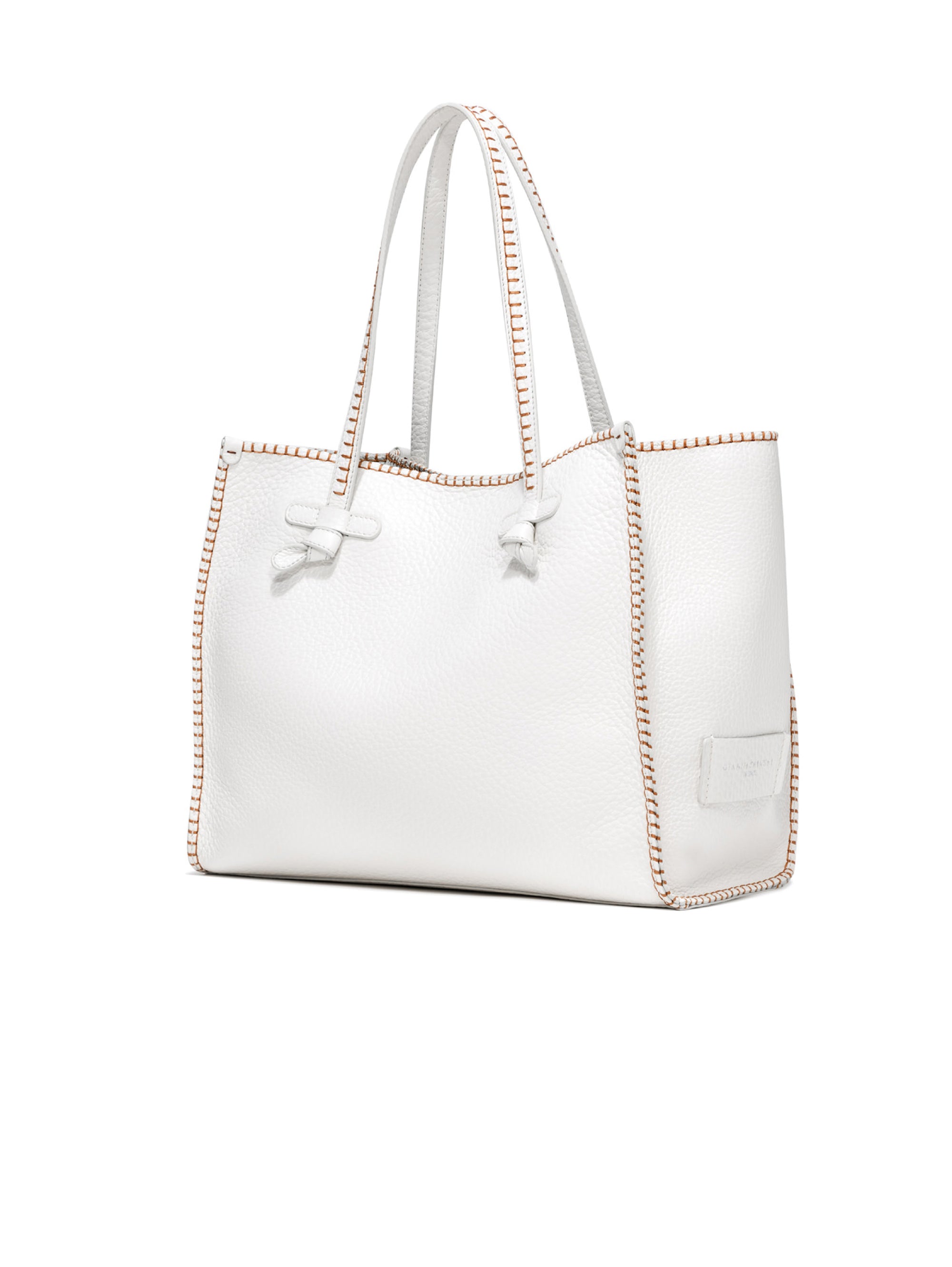 Marcella White Leather Shoulder Bag