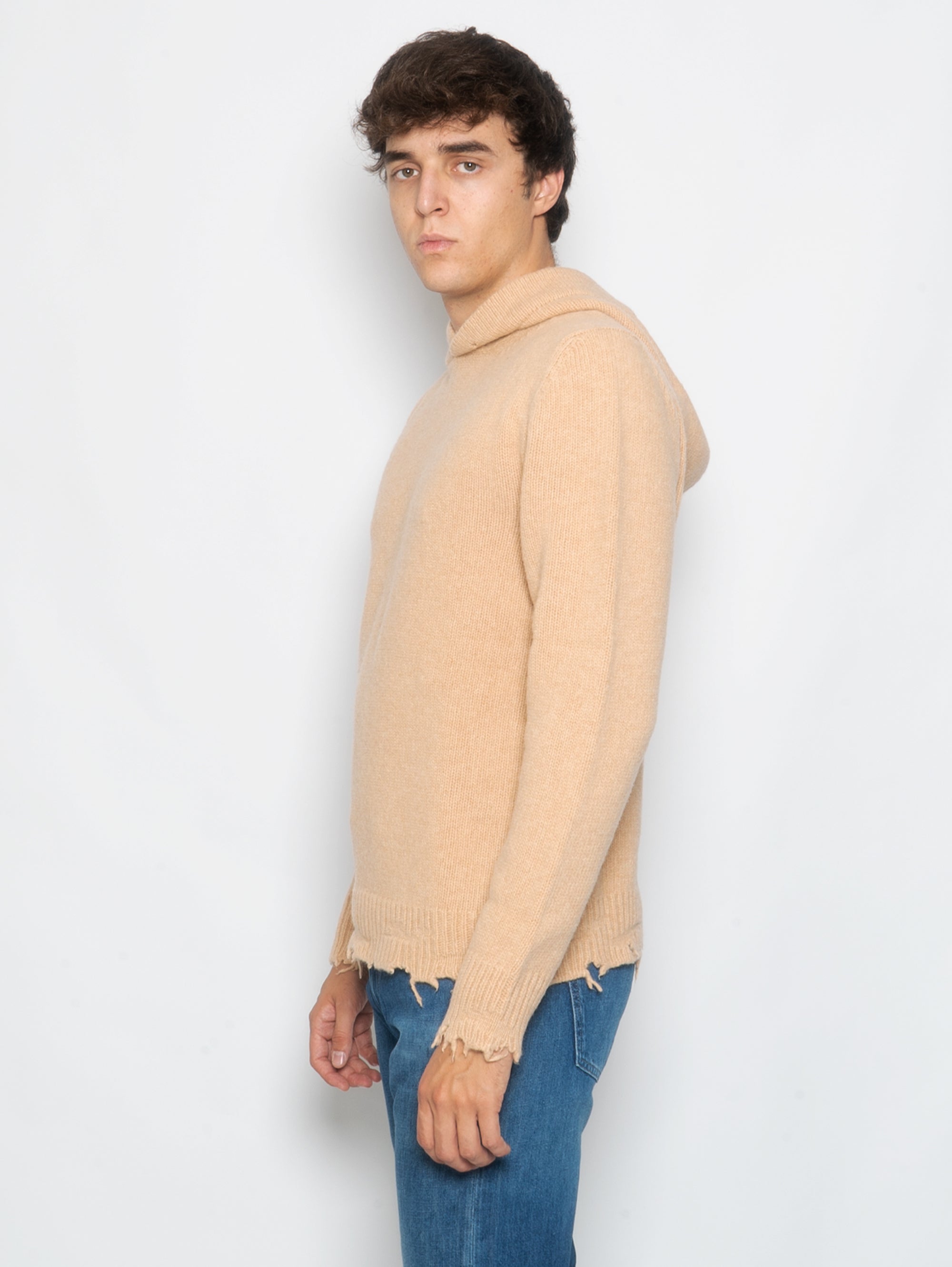 Wool Sweater with Bark Hood
