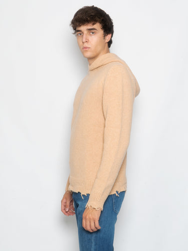 Wollpullover mit Kapuze Rinde