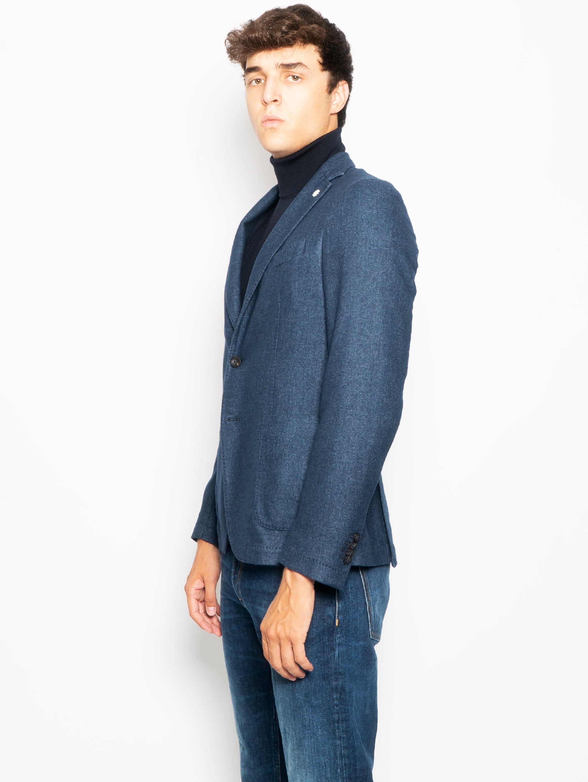 MANUEL RITZ Giacca Nuvola in Lana Mélange Blu – TRYME Shop