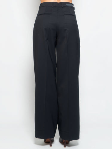 Palazzo-Hose mit doppelter Bundfalte Blau