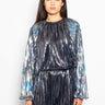 SABINA MUSÁYEV-Top Girocollo in Maglia Laminata Plissé Metallo-TRYME Shop