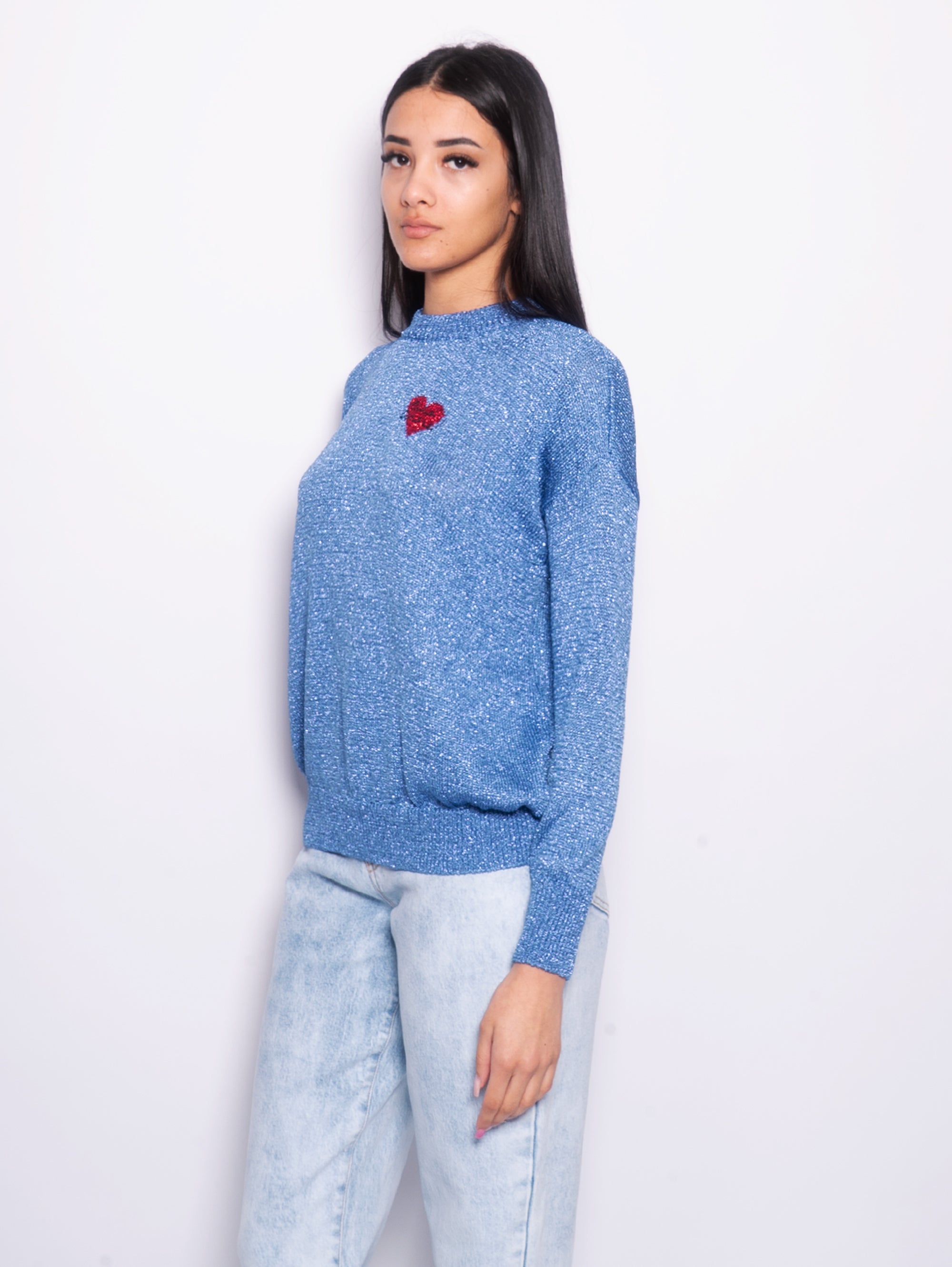 Lurex Crew Neck Sweater Magenta Sky