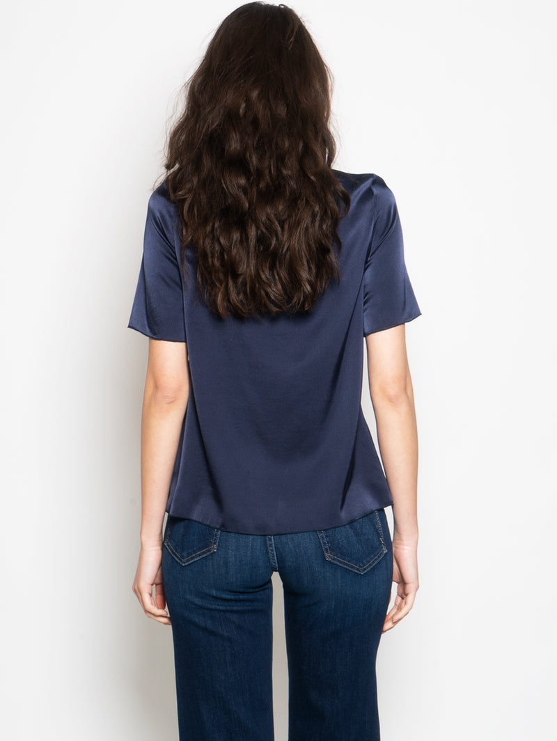 Blusa in Seta Blu
