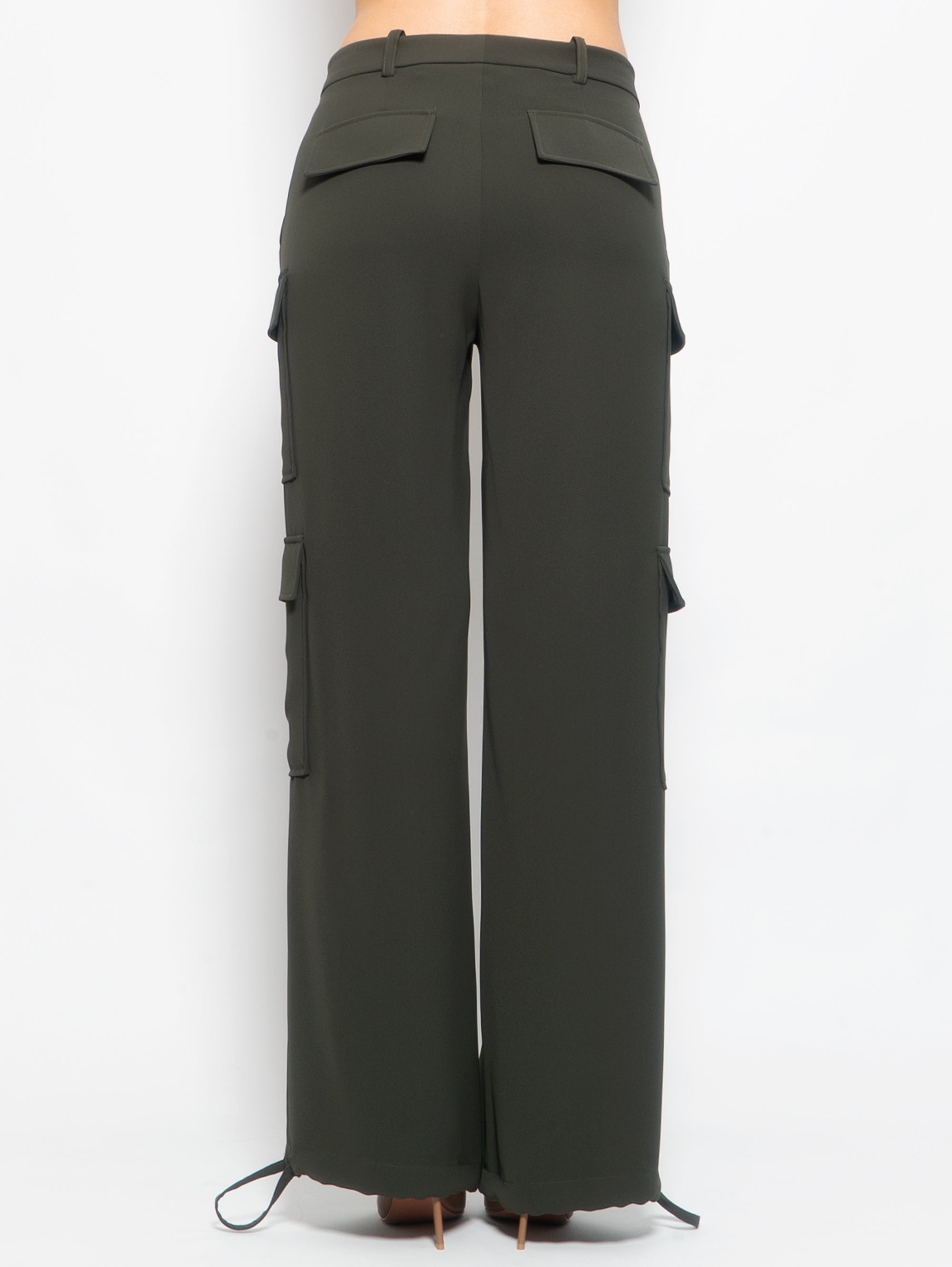 Olive Green Wide Cargo Pants