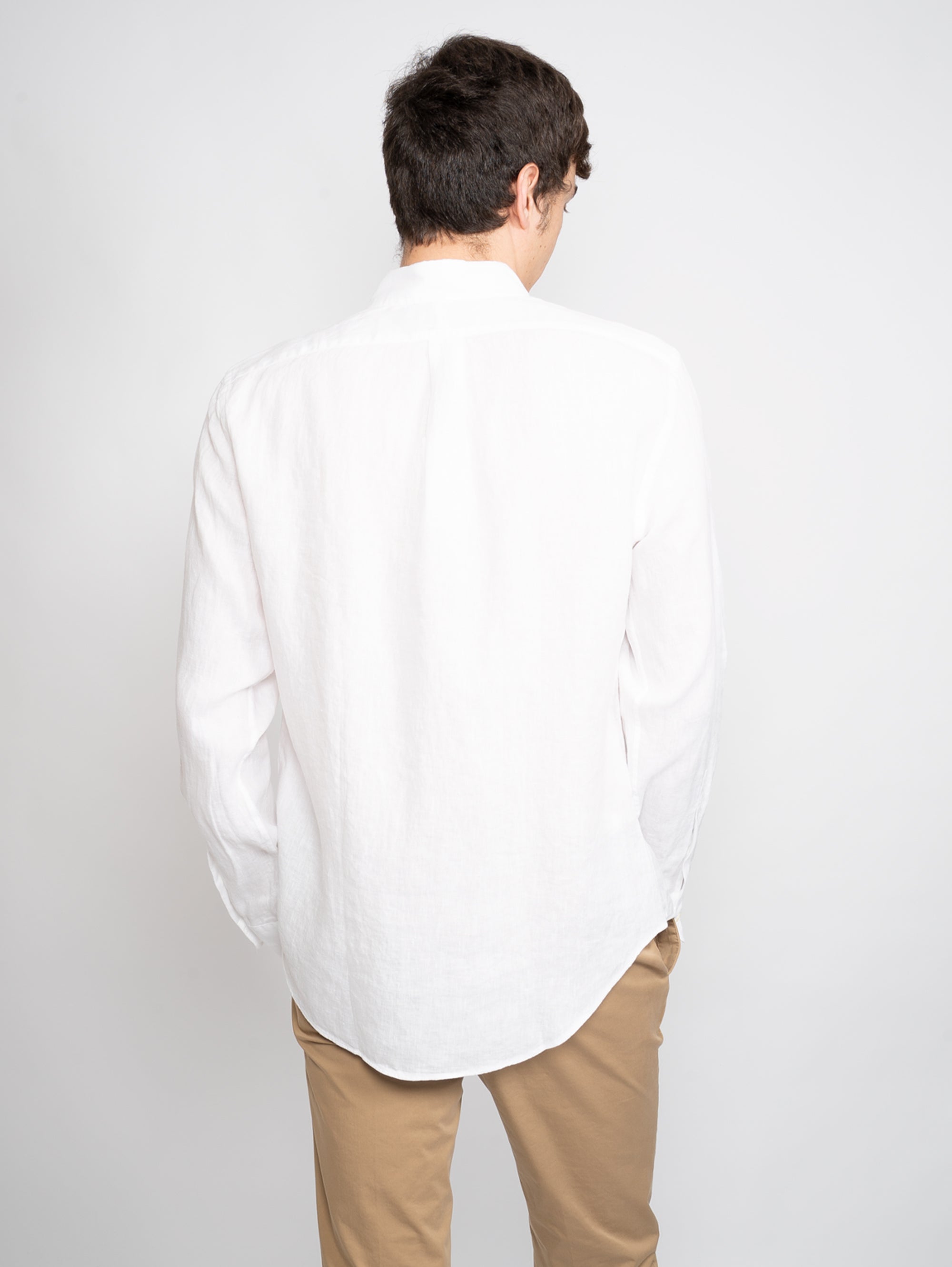 White Slim Fit Linen Shirt