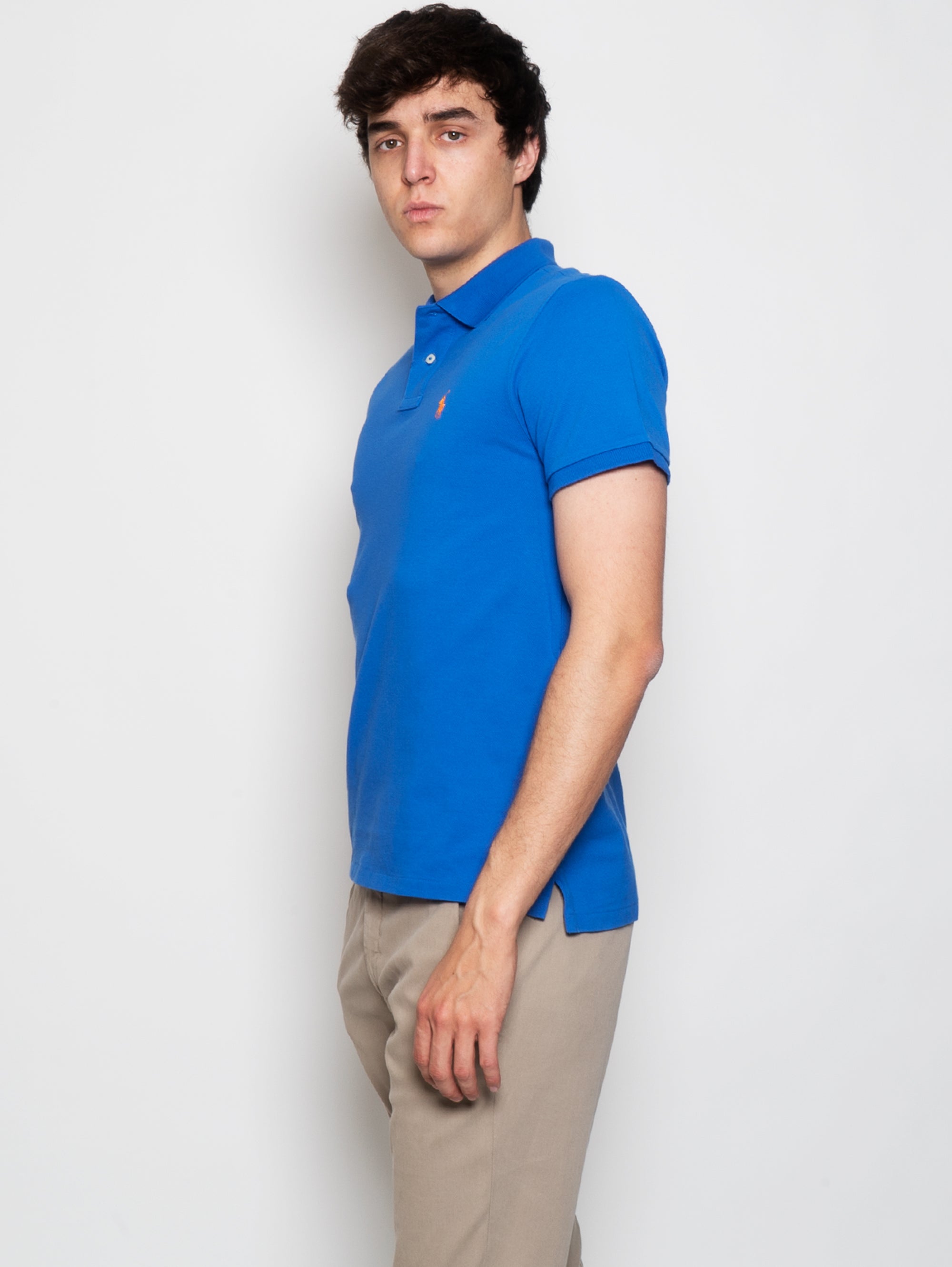 Polo in Piquè Slim Fit Blu Royal