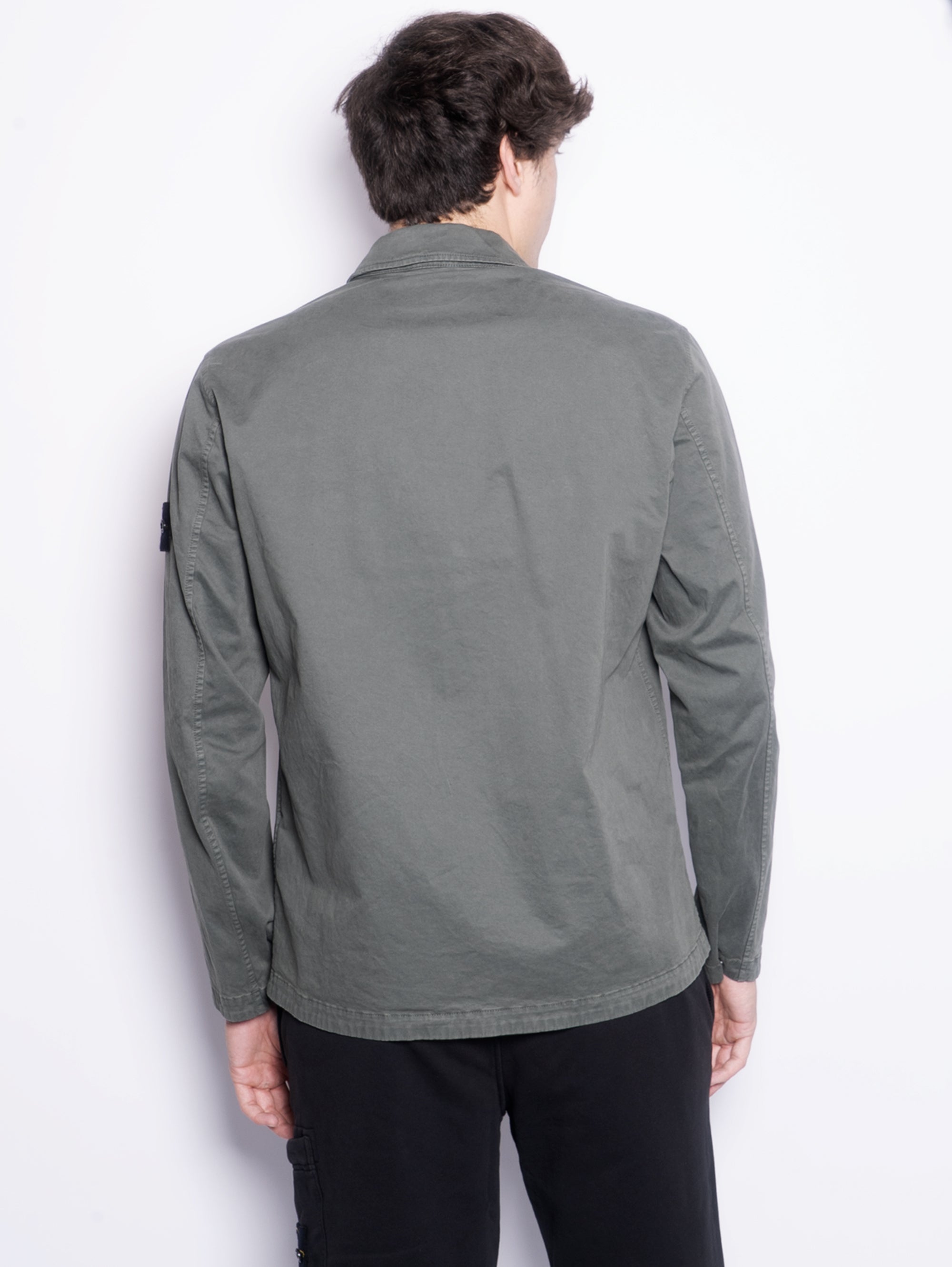 Overshirt in Organic Twill with Old Moss treatment