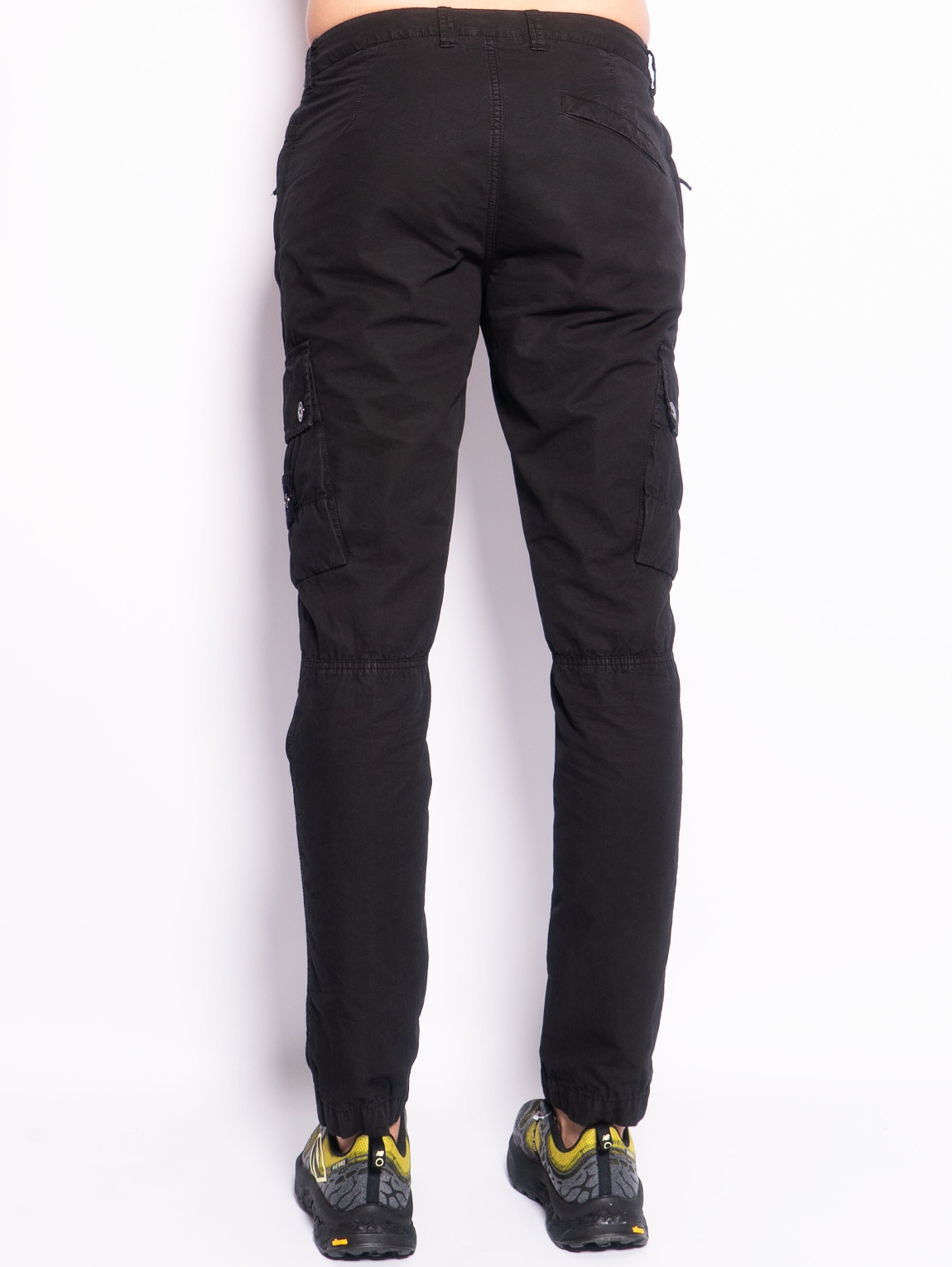 Black Garment Dyed Cargo Trousers