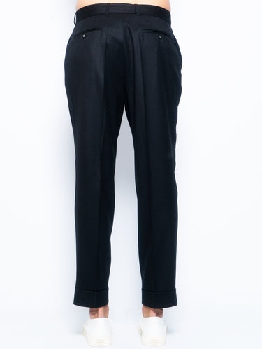 Pantalone in Fresco Lana con Cintura Nero