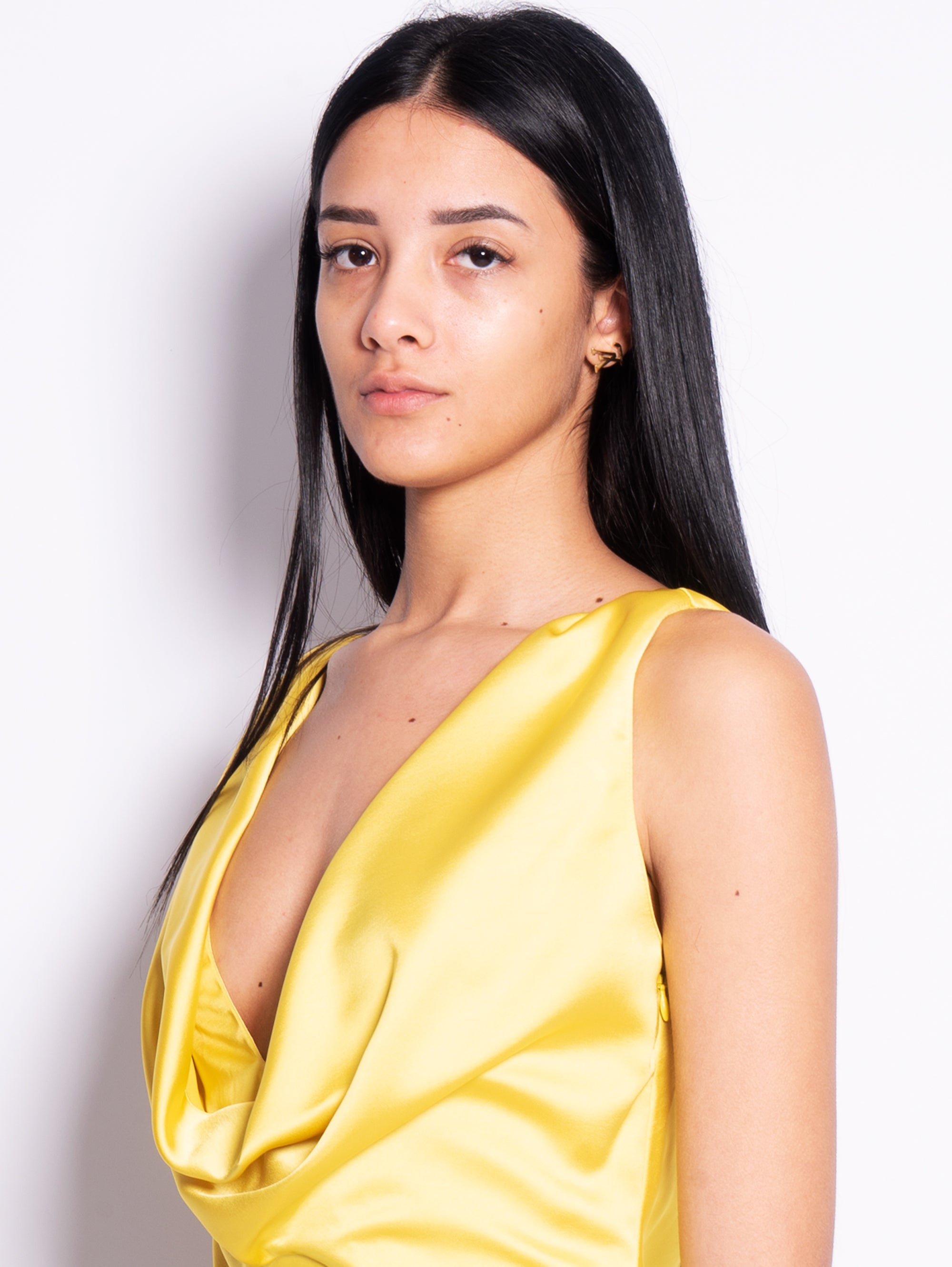 PINKO - Long Dress in Yellow Satin TRYME Shop PINKO - Long Dress in Yellow Satin TRYME Shop