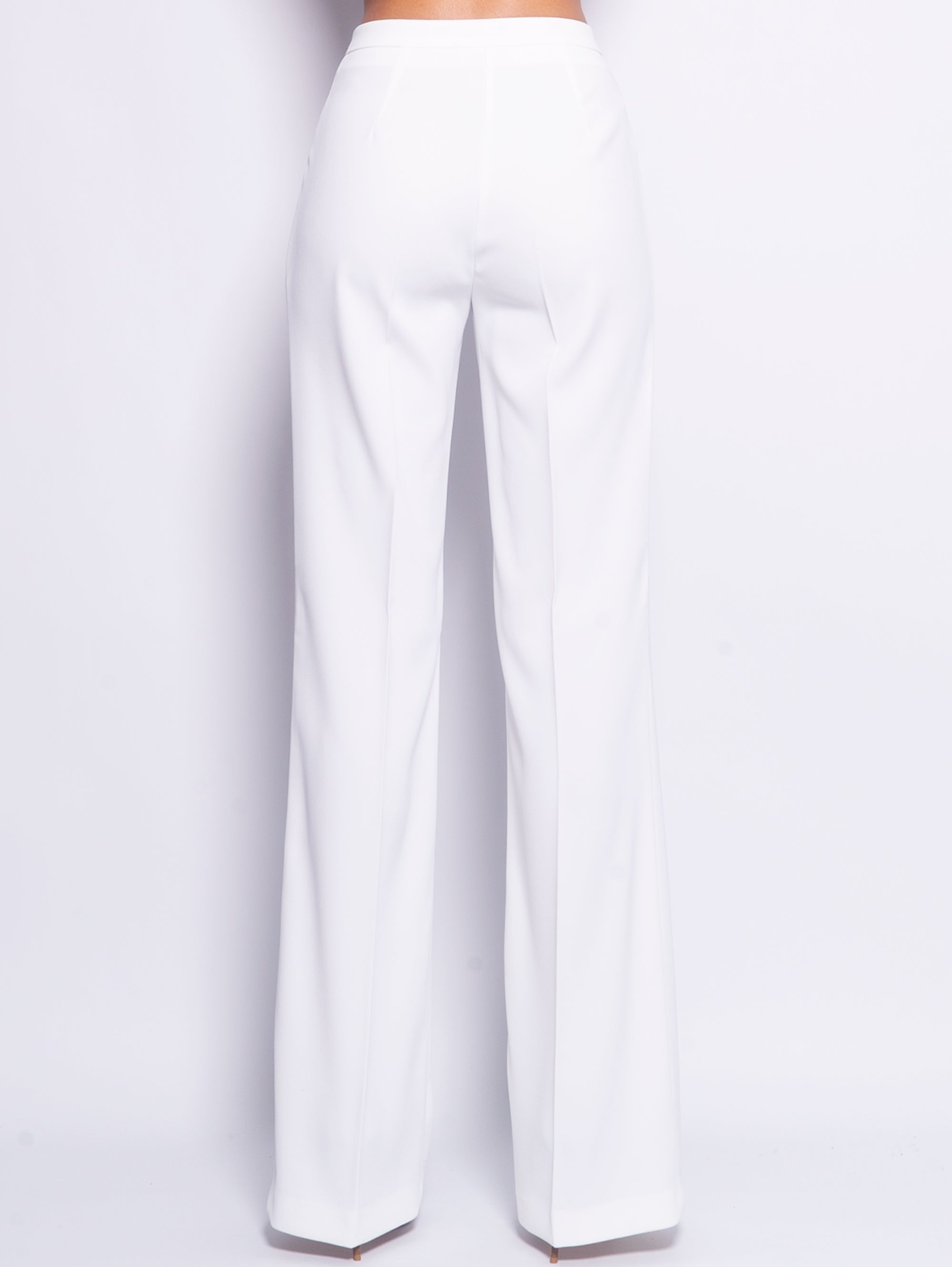 Pantaloni Flare in Tessuto Crepe Stretch Bianco