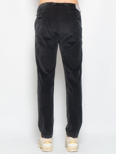 Pantaloni in Velluto con Laccio Antracite