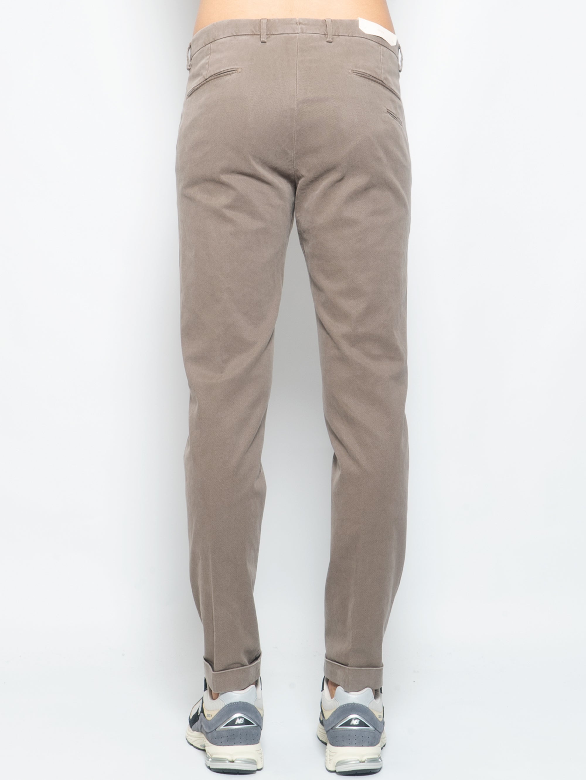 Chino in Cotone Armaturato Washed Tortora