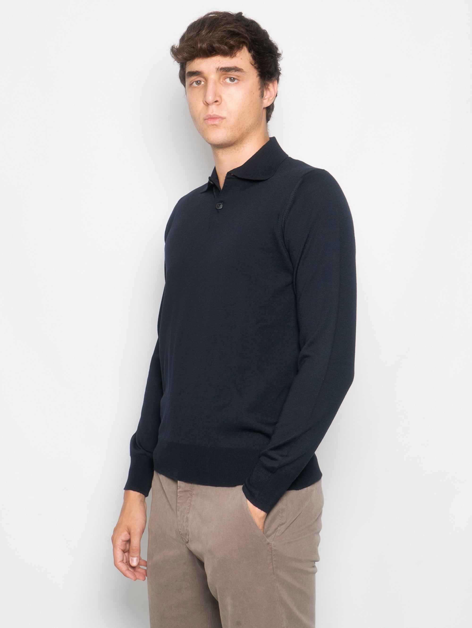 Midnight Blue Two-Button Polo Shirt