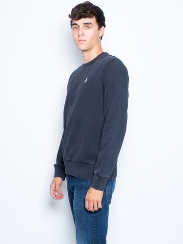 Rundhals-Sweatshirt aus Loopback-Baumwolle Schwarz