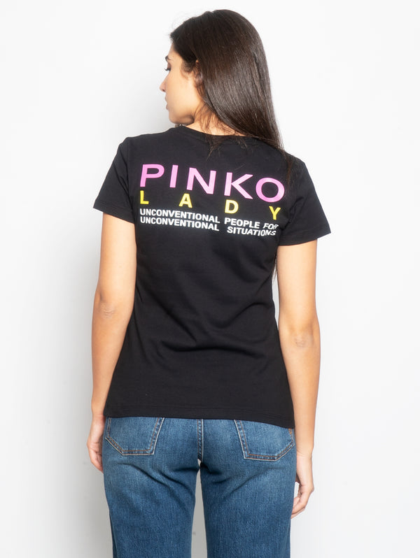 T-Shirt mit schwarzem Pinko Lady-Aufdruck
