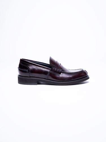 Mocassin penny loafer abrasivé bordeaux
