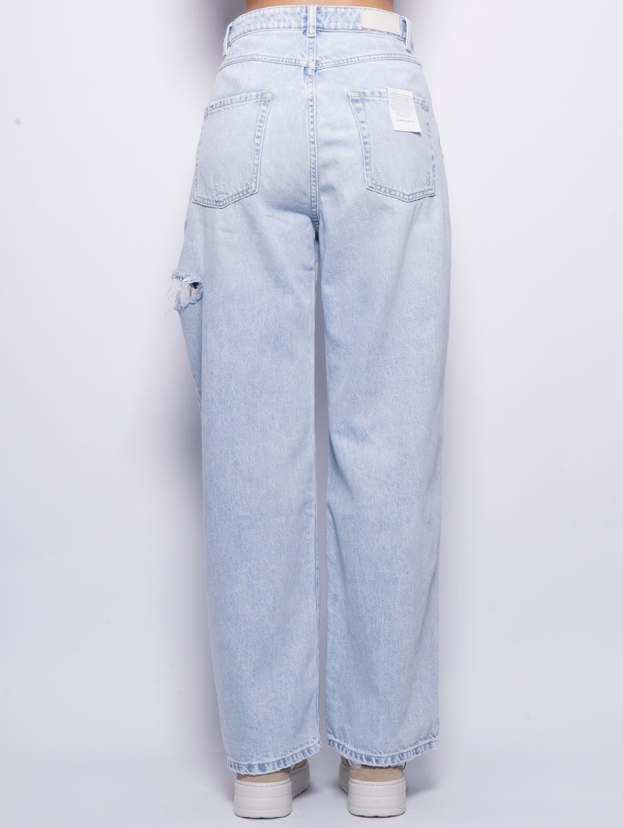 Poppy Jeans with Wide Leg Rips Blue