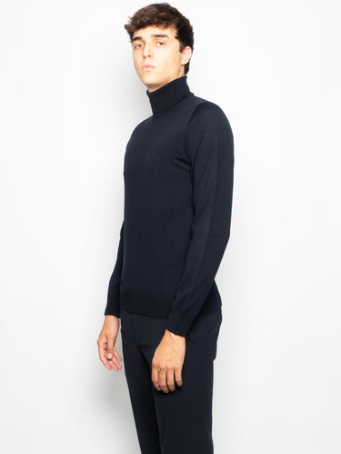 Maglia Collo Alto in Merinos Blu