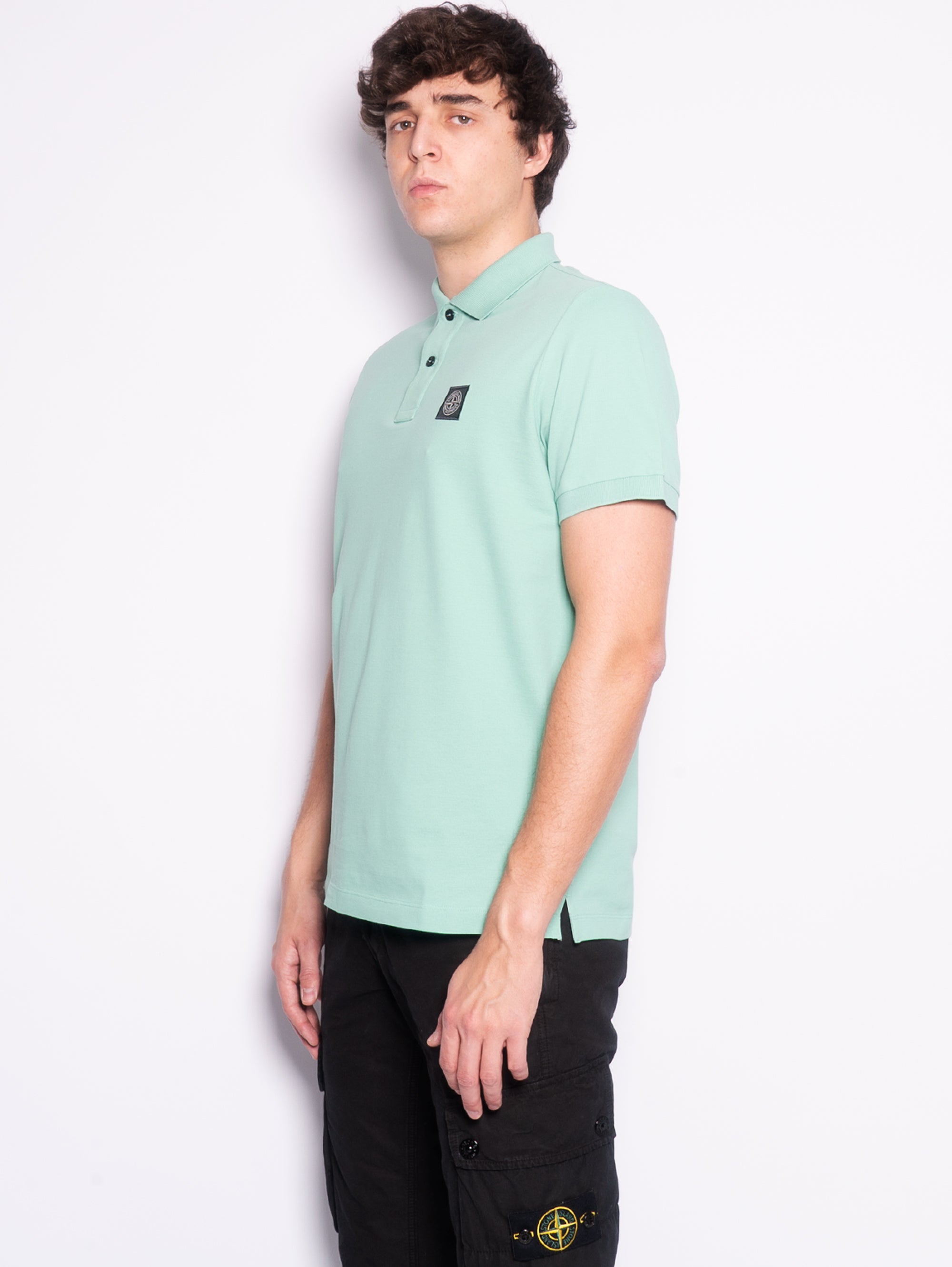 Slim Fit Polo Shirt in Green Organic Cotton