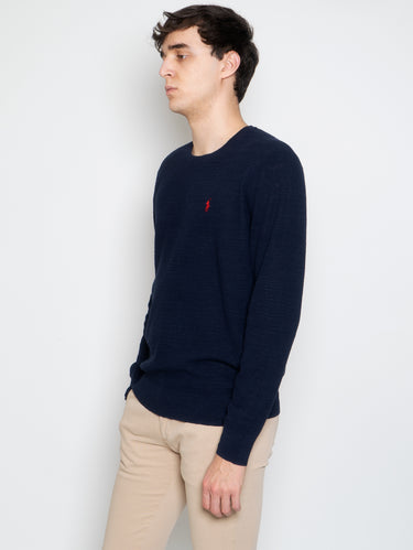 Pull en lin et coton bleu