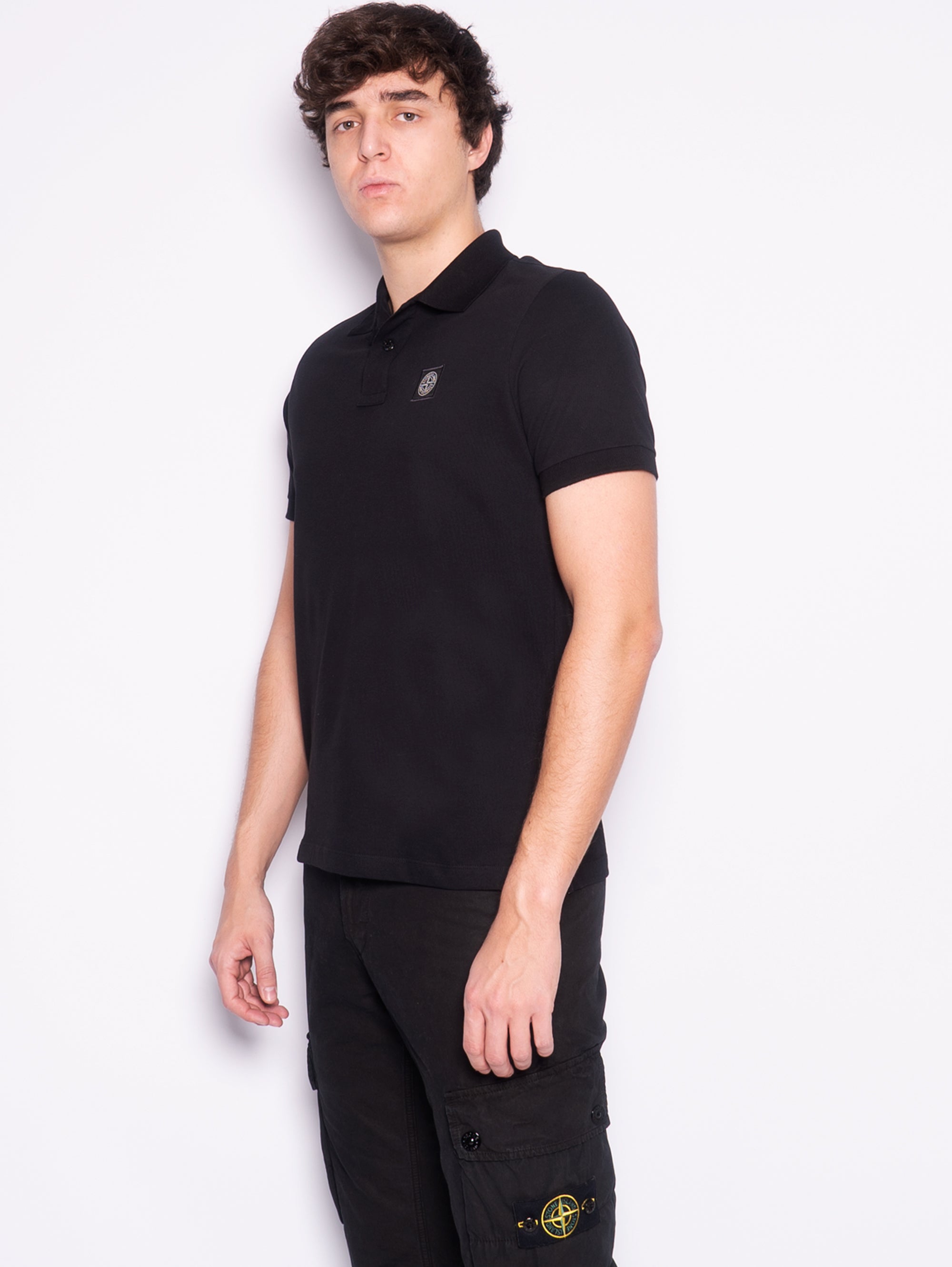 Slim Fit Polo Shirt in Black Organic Cotton