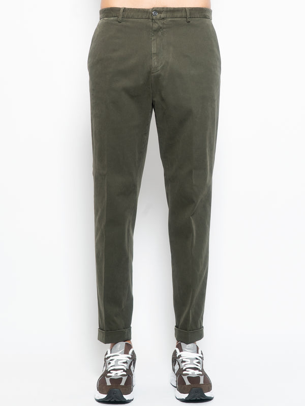 BRIGLIA 1949-Pantaloni Chino con Elastico in Vita Verde-TRYME Shop