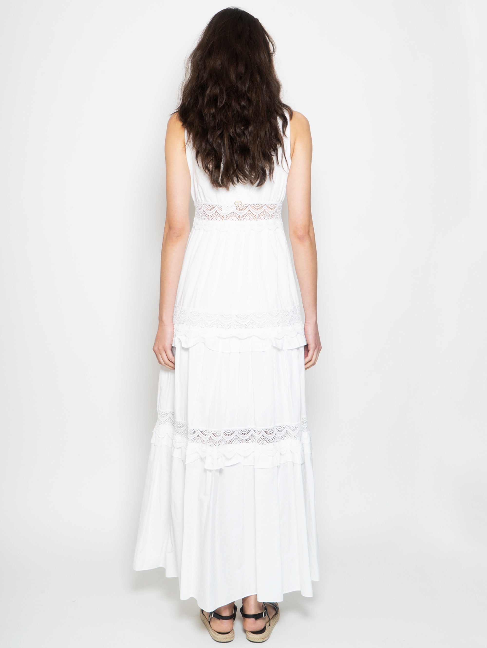 Long Dress with White Macramè Lace