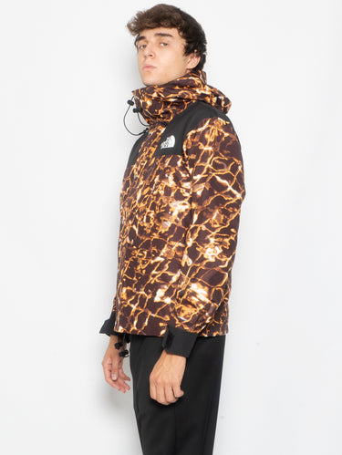 Giacca con Cappuccio Retro Mountain Stampa Marrone