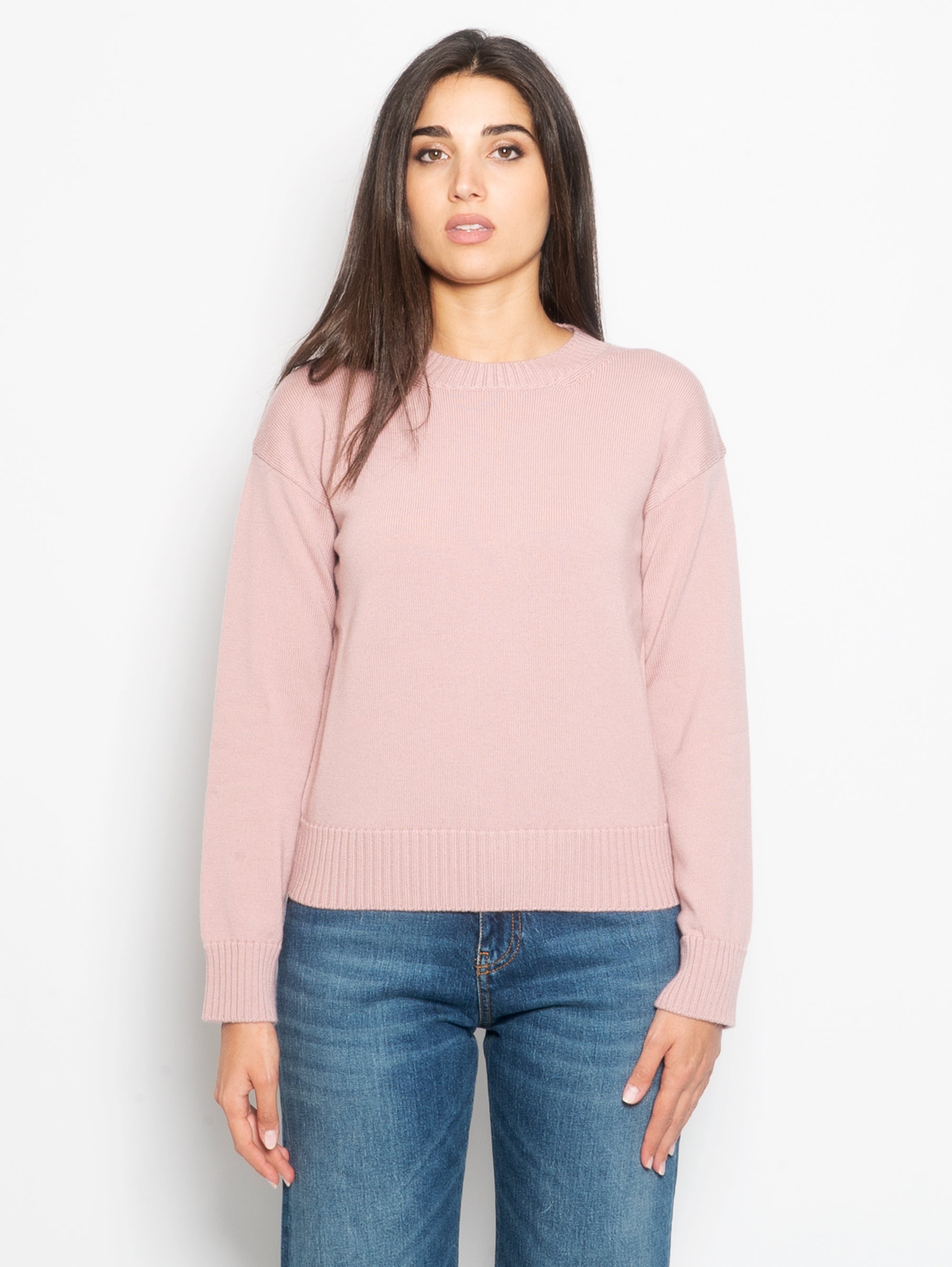 MAX MARA LEISURE-Maglia Girocollo stile Boxy Rosa-TRYME Shop