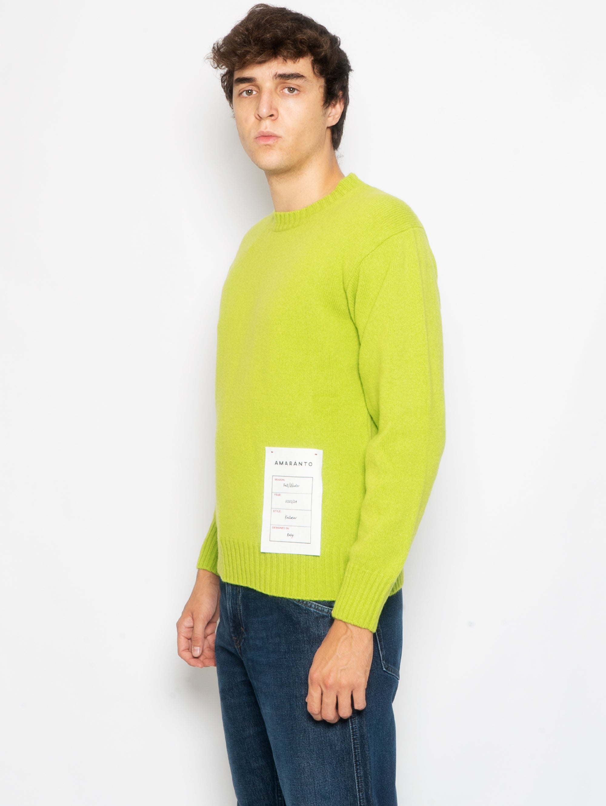 Green Wool and Cashmere Crewneck Sweater