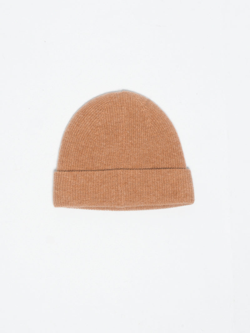 Cappello a Coste in Cashmere Cammello