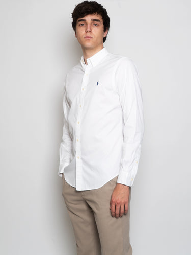 White Slim Fit Cotton Twill Shirt