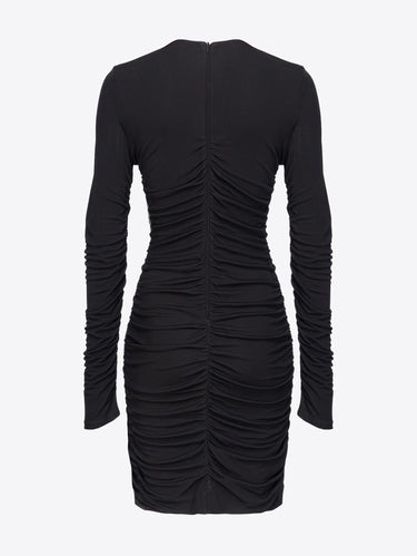 Eng anliegendes Mini-Kleid mit Raffung in Schwarz