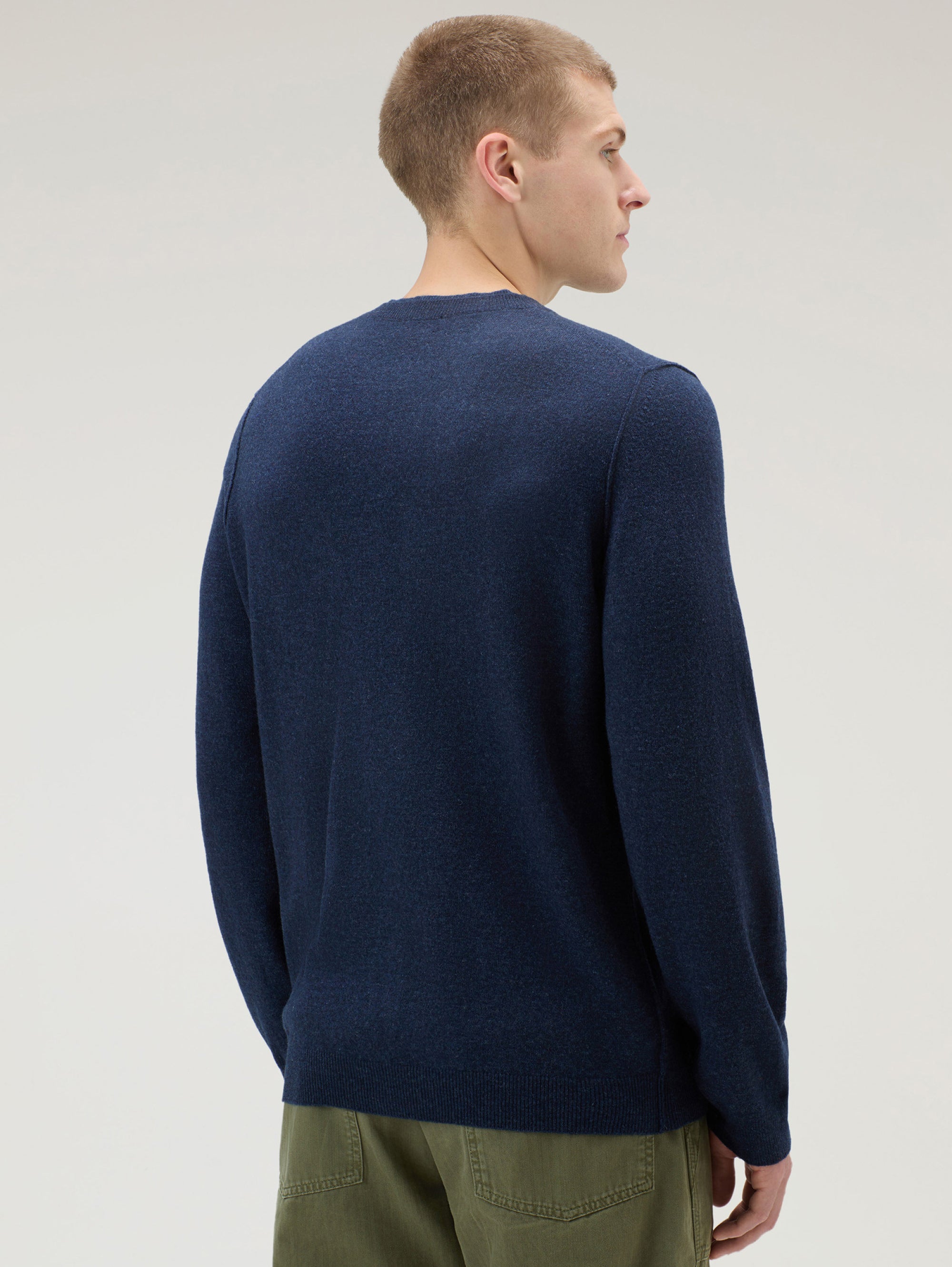 Blue Merino Wool Crew Neck Sweater